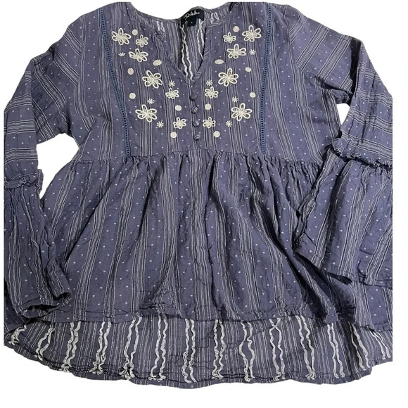 RD+KoKo Anthropologie Dobby Top Women's Babydoll Bohemian Blouse - Picture 6 of 11